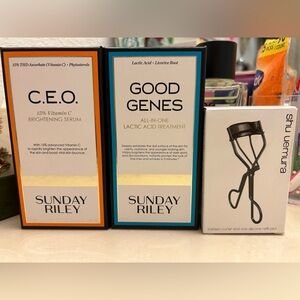 Empty boxes SUNDAY RILEY (2 empty boxes) and SHU UEMURA (1 empty box)